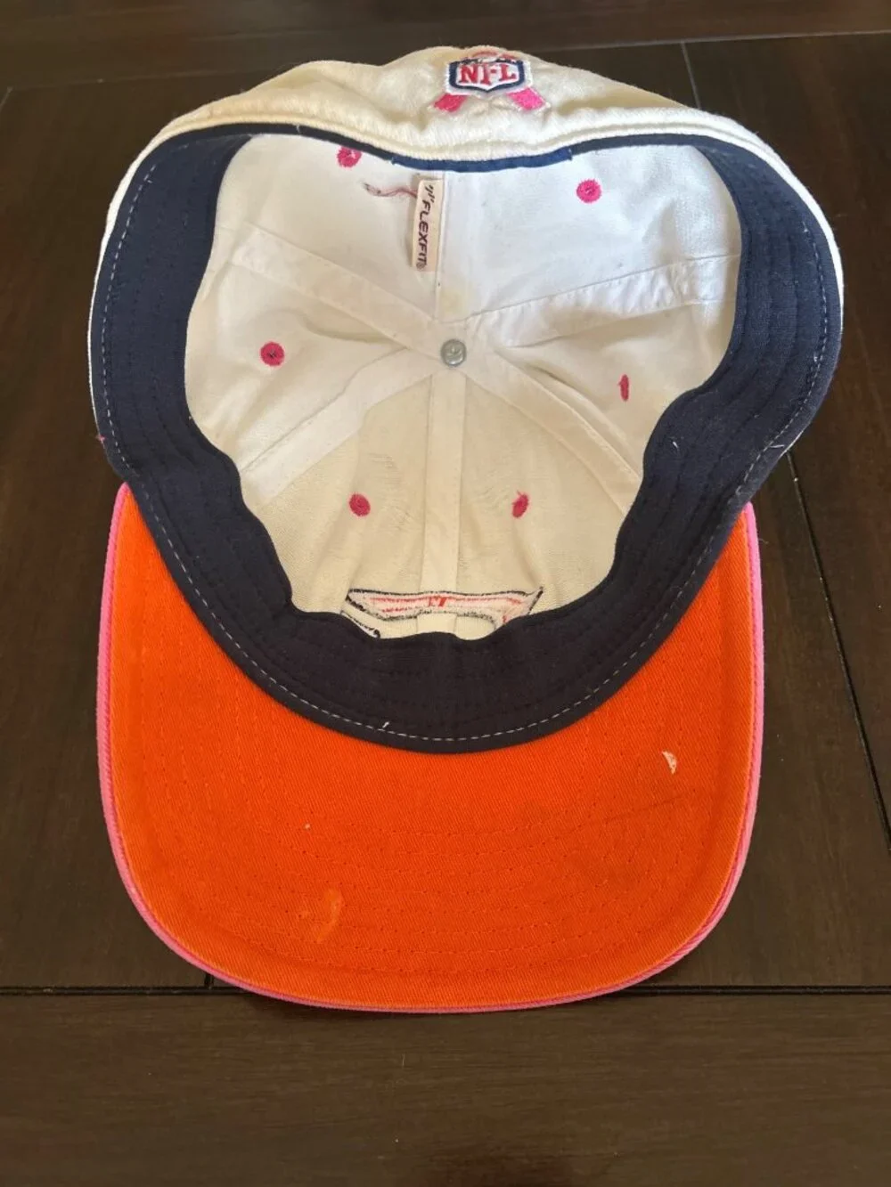 Chicago Bears Flexfit NFL Breast Cancer Awareness Cap White/Pink Embroidered Log - Picture 13 of 13